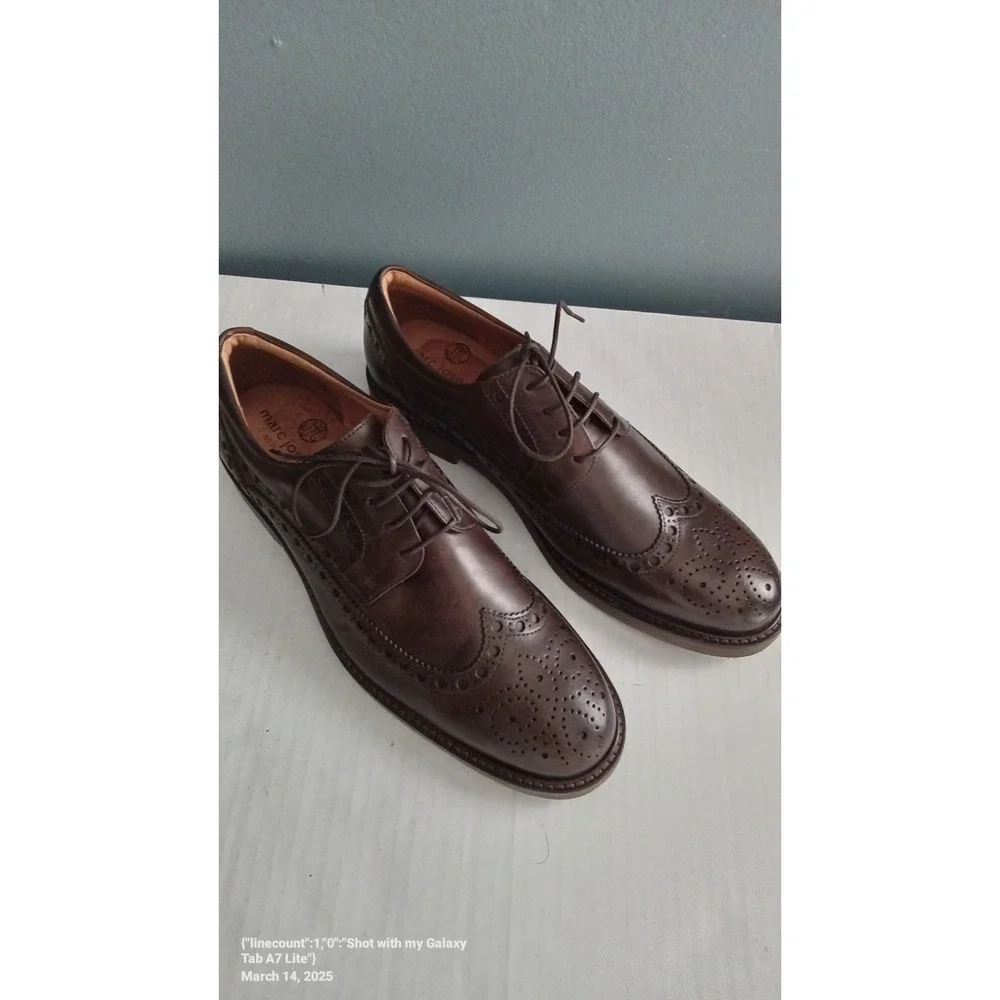 Marc‎ Joseph New York Wingtip Oxford Dress Shoes Leather Brown Brogue Size